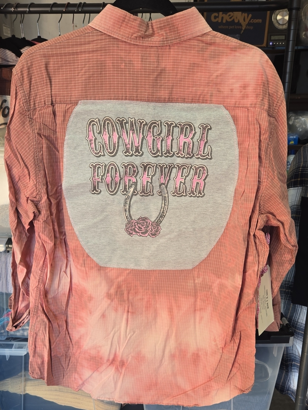 Rock & Roll Cowgirl Pink Tie-Dye Button Down Shirt with Back Patch